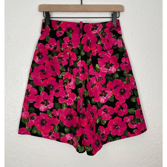 Zara Pink Floral High Waisted Pleated Bermuda Shorts Size XS - Picture 4 of 5